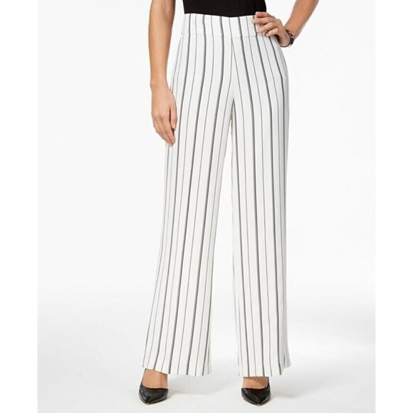 NINE WEST WHITE STRIPED WIDE LEG  PANTS SIZE 8 - Picture 1 of 8